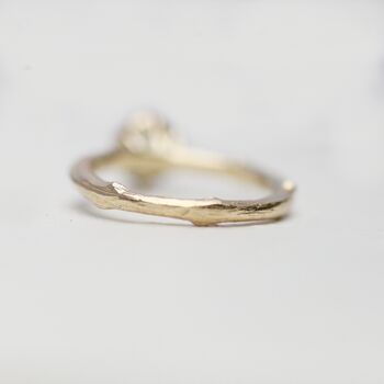 18ct Gold Twig White Sapphire Solitaire Ring, 5 of 7