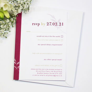 Date Floral Wedding Invitation Set, 5 of 6
