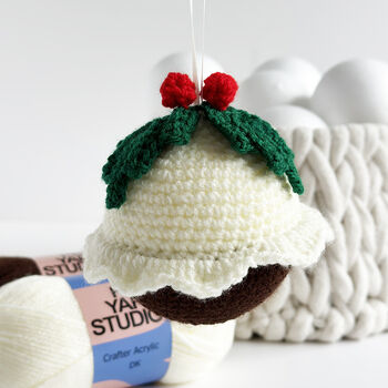 Set Of Four Christmas Pudding Baubles Crochet Kit, 3 of 5