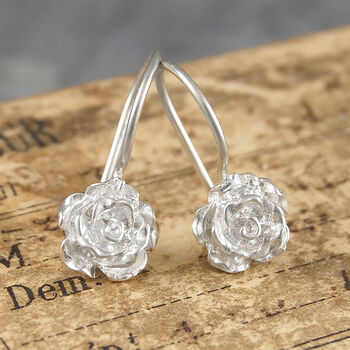 Rose Floral Sterling Silver Stud Earrings, 4 of 8