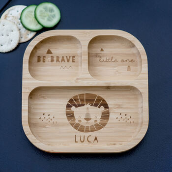 Personalised Lion Bamboo Suction Plate And Spoon, 4 of 7