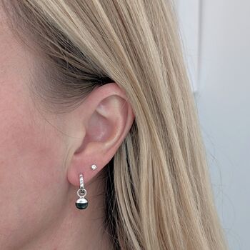 The Orb Emerald May Birthstone Earrings, Silver, 2 of 5