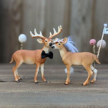 Personalised Wedding Buck And Doe Animal Cake Toppers, 6 of 6