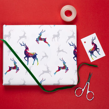 Luxury Reindeer Christmas Wrapping Paper Gift Tag Set, 5 of 8