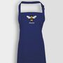 Personalised Embroidered Bee Apron In Navy Blue, thumbnail 4 of 5