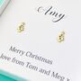 Personalised Sterling Silver Gold Plated Christmas Tree Stud Earrings With Jewels, thumbnail 3 of 4