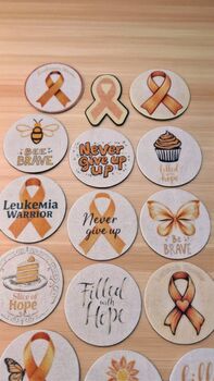 Leukemia Awareness Orange Ribbon Edible Cake Toppers 15, 3 of 4