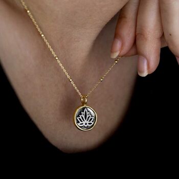 Gold Plated Sterling Silver Lotus Necklace, 2 of 12
