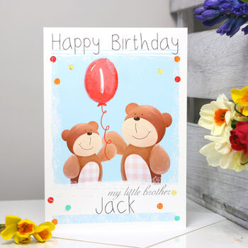 Personalised Bear Brother Birthday Card, 7 of 9