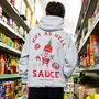 Hot As Hell Sauce Unisex Graphic Hoodie In Grey, thumbnail 4 of 6