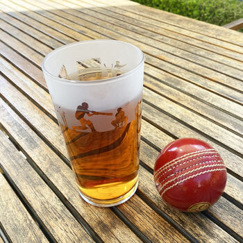 Cricket Batsmen Etched Pint Glass, 5 of 7