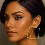 Square Hammered Gold Plated Silver Hoop Earrings, thumbnail 2 of 8