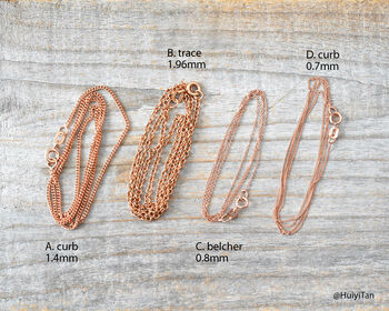 Solid 9ct Rose Gold Chain Trace Belcher Curb, 3 of 4