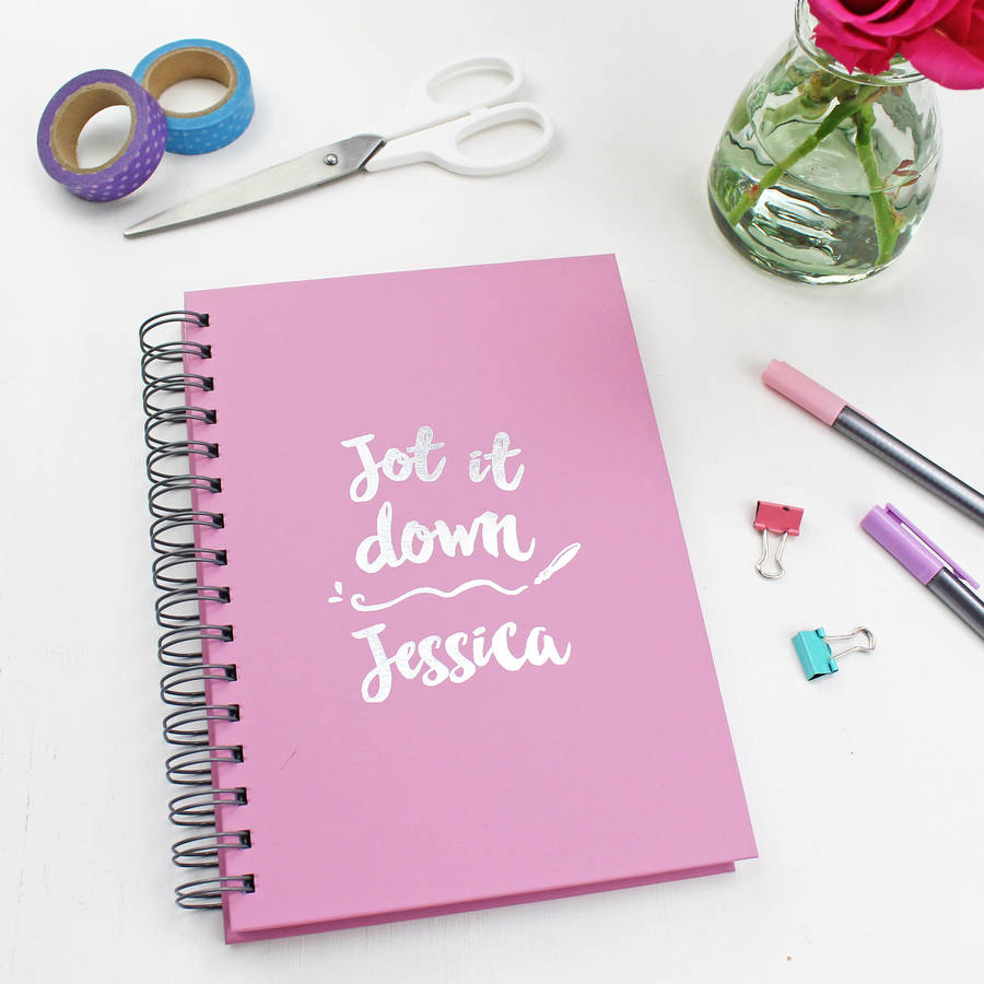 personalised 'jot it down' foiled notebook by love give ink ...