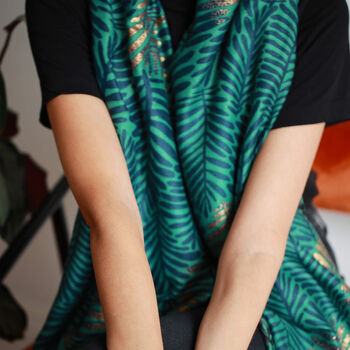 Gold Foliage Palm Leaves Scarf, 6 of 12