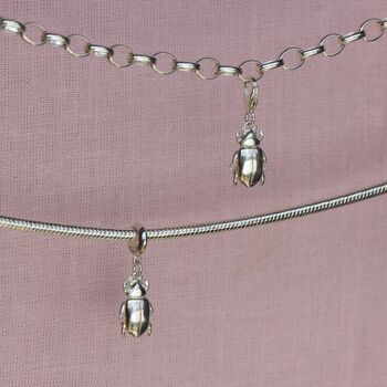 Jewel Chafer Beetle Charm Sterling Silver, 2 of 11