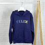 Blue And Lime Personalised Parent And Child Hoodie Set, thumbnail 3 of 3