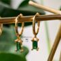 Emerald Hoop Earrings Gift For Her May Birthday, thumbnail 1 of 6