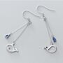 Sterling Silver Crystal Whale Dangle Earrings, thumbnail 1 of 3