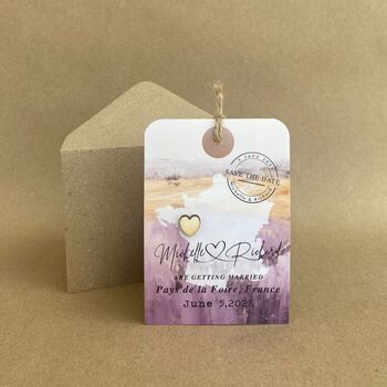 Luggage Tag With Wooden Heart Painterly Landscape, 8 of 11
