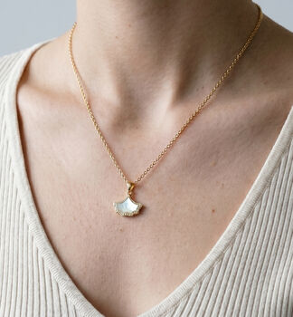 Gingko 18 K Gold Plated Shell Pendant Necklace, 5 of 5