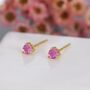 Ruby Pink Cz Tiny Stud Earrings In Sterling Silver, thumbnail 4 of 9