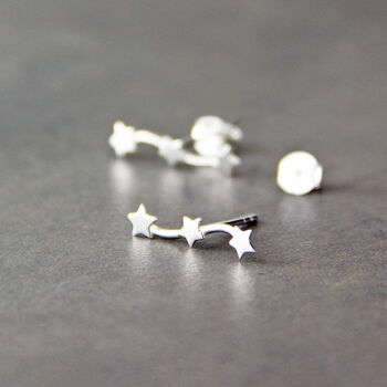 Sterling Silver Star Climber Earrings, 3 of 7