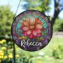 Dahlia Personalised Stained Glass Effect Suncatcher, thumbnail 3 of 6