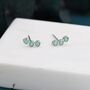 Sterling Silver Tiny Green Opal Trio Stud Earrings, thumbnail 2 of 11