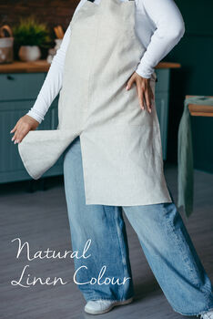 Potters Split Leg Linen Apron With Pockets, 9 of 10