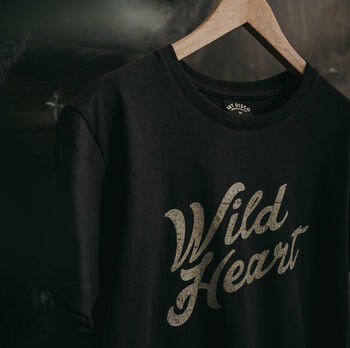 Mens 'Wild Heart' Black Slogan T Shirt, 4 of 5