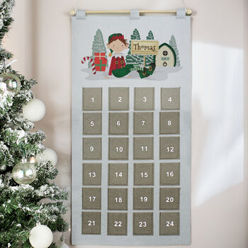 Personalised Elf Advent Calendar – Silver Grey, 3 of 5