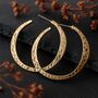 Large Gold Plated Hammered Hoop Earrings, thumbnail 1 of 8
