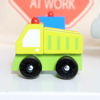 Wooden Construction Truck And Personalised Bag, 6 of 6