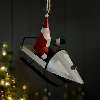 Santa On A Snowmobile Hanging Christmas Decoration, 3 of 3