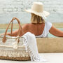 Natural Jute And Lace Beach Bag With Tassels, thumbnail 1 of 5