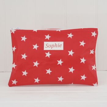 Oilcloth Wipe Clean Personalised Make Up Bag, 7 of 9