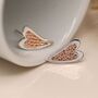Sterling Silver Long Textured Heart Stud Earrings, thumbnail 3 of 7