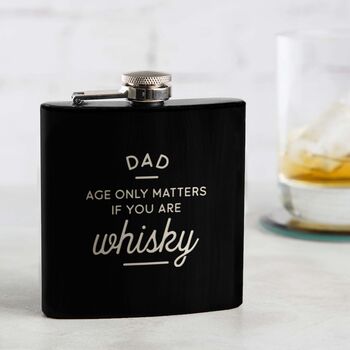 Personalised Age Only Matters Hip Flask Gift For Grandpa, 3 of 12