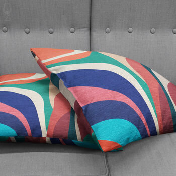 Cushion Cover With Multicoloured Abstract Lines Design, 4 of 7