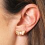 Opal Butterfly Stud Earrings In Gold, thumbnail 3 of 4