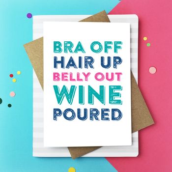 Bra Off Hair Up Belly Out Greeting Card, 5 of 6