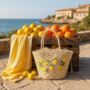 Embroidered Lemon Drawstring Summer Beach Bag, thumbnail 3 of 9
