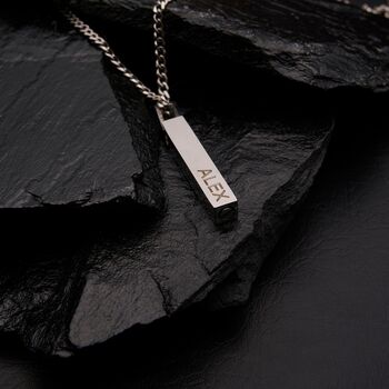 Silver Personalised 3D Bar Pendant Necklace, 5 of 12
