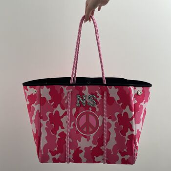 Personalised Pink Peace Camo Pink Tote Bag Set, 2 of 5