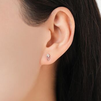 Sterling Silver Art Deco Inspired Tiny Rhombus Cz Stud Earrings, 7 of 12