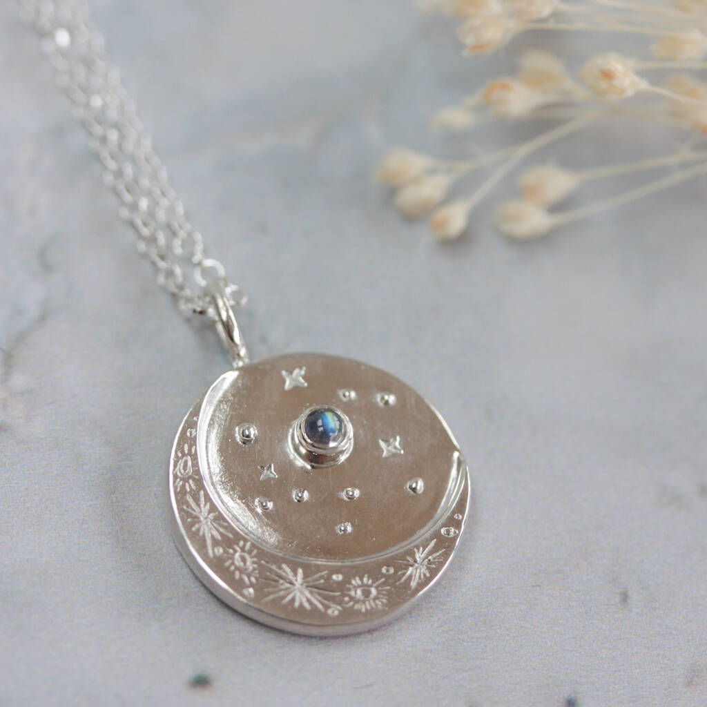 Moonstone Moon And Star Necklace By Erica Jewellery