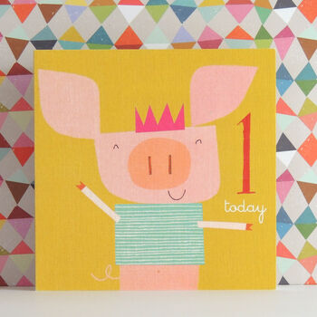 Piglet 1st Birthday Card, 2 of 5