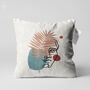 Pillow Cover With Bronze And Blue Abstract Face Statue, thumbnail 1 of 7