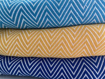 Blue Herringbone Soft Cotton Bedspread, 9 of 9